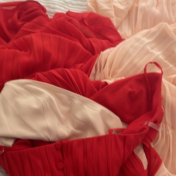 Fame @ Partners Pleated Gown Red And Cream Pleated Wedding Prom - Picture 11 of 11